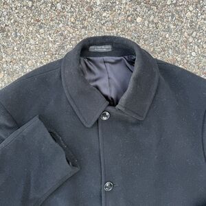 Vintage Andrew Fezza Mens 44L Italian Cashmere Blend Over Coat Business Preppy